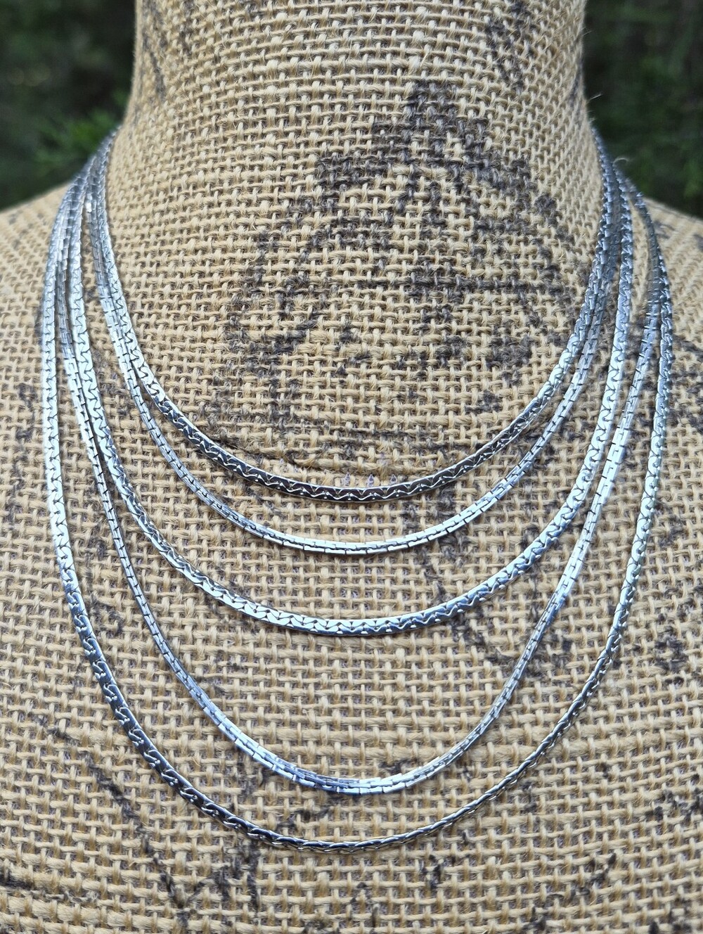 Julio Marsella Vintage 1950s Layered 5 Strand Multistand Necklace Silver Tone